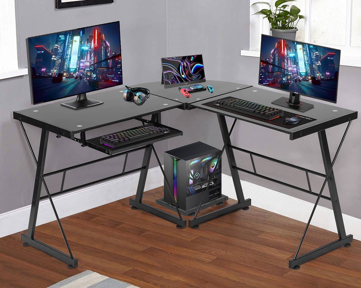 L-Shaped Desk with Hutch, Large Computer Gaming New Caledonia | Ubuy