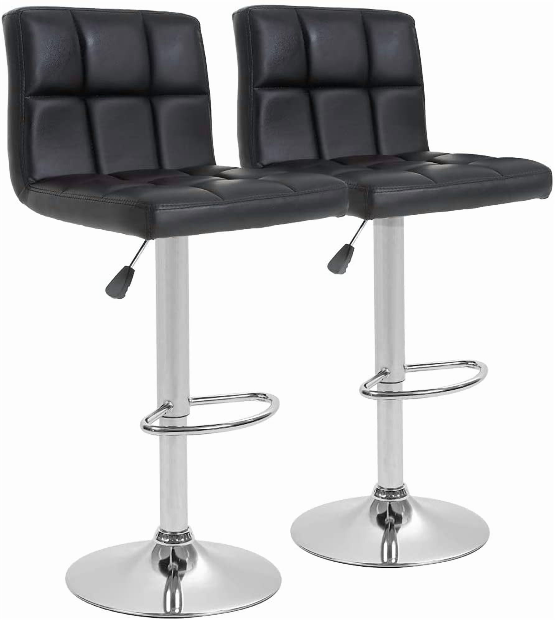 BestOffice New Black Adjustable Synthetic Leather Swivel Bar Stools Chairs B06-Sets of 2,Black