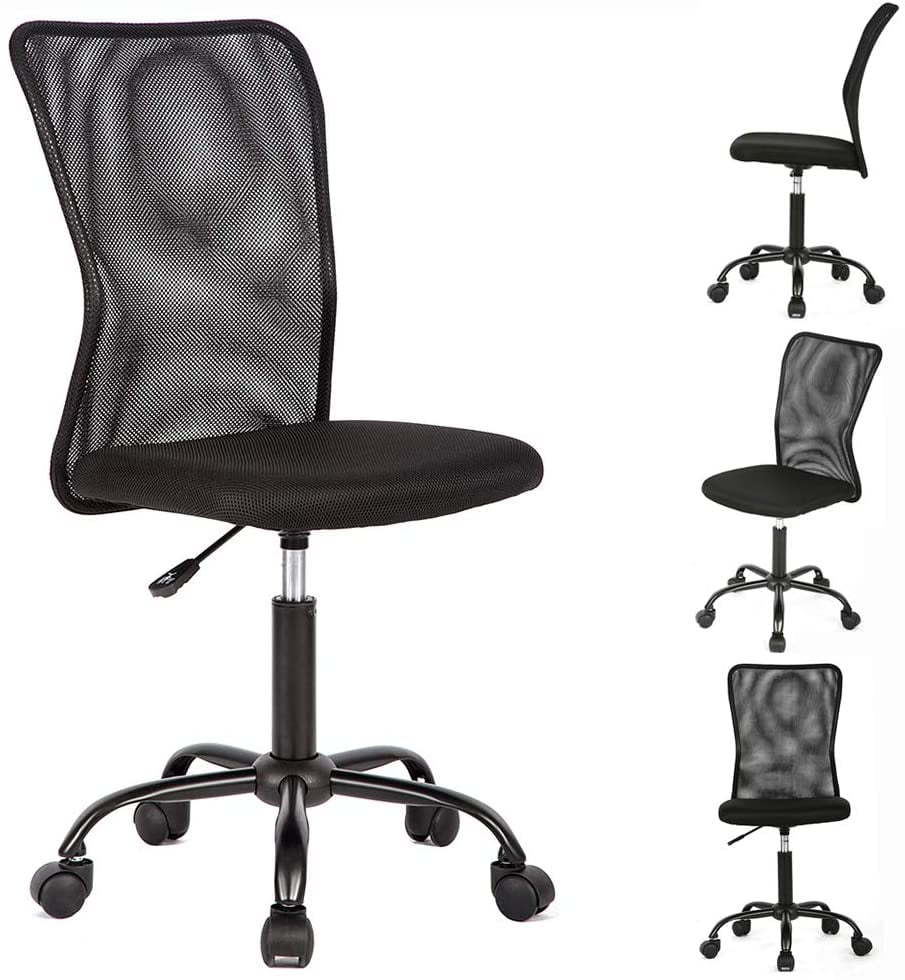 NEO CHAIR Ergonomic Office Chair Desk Chair Mid Back Executive PU Leather  Adjustable Computer Desk Gaming Chair Comfortable Padded Arm Lumbar Support  Rolling Swivel with Wheels (Jet Black) 