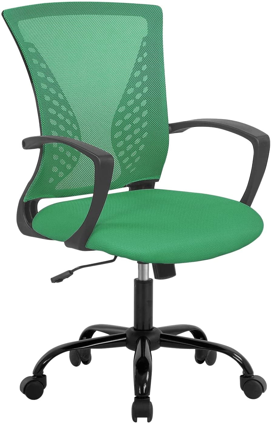 Homcom Retro Mid-back Swivel Fabric Computer Desk Chair Height Adjustable  With Metal Base, Leisure Task Chair On Rolling Wheels For Home Office,  Green : Target
