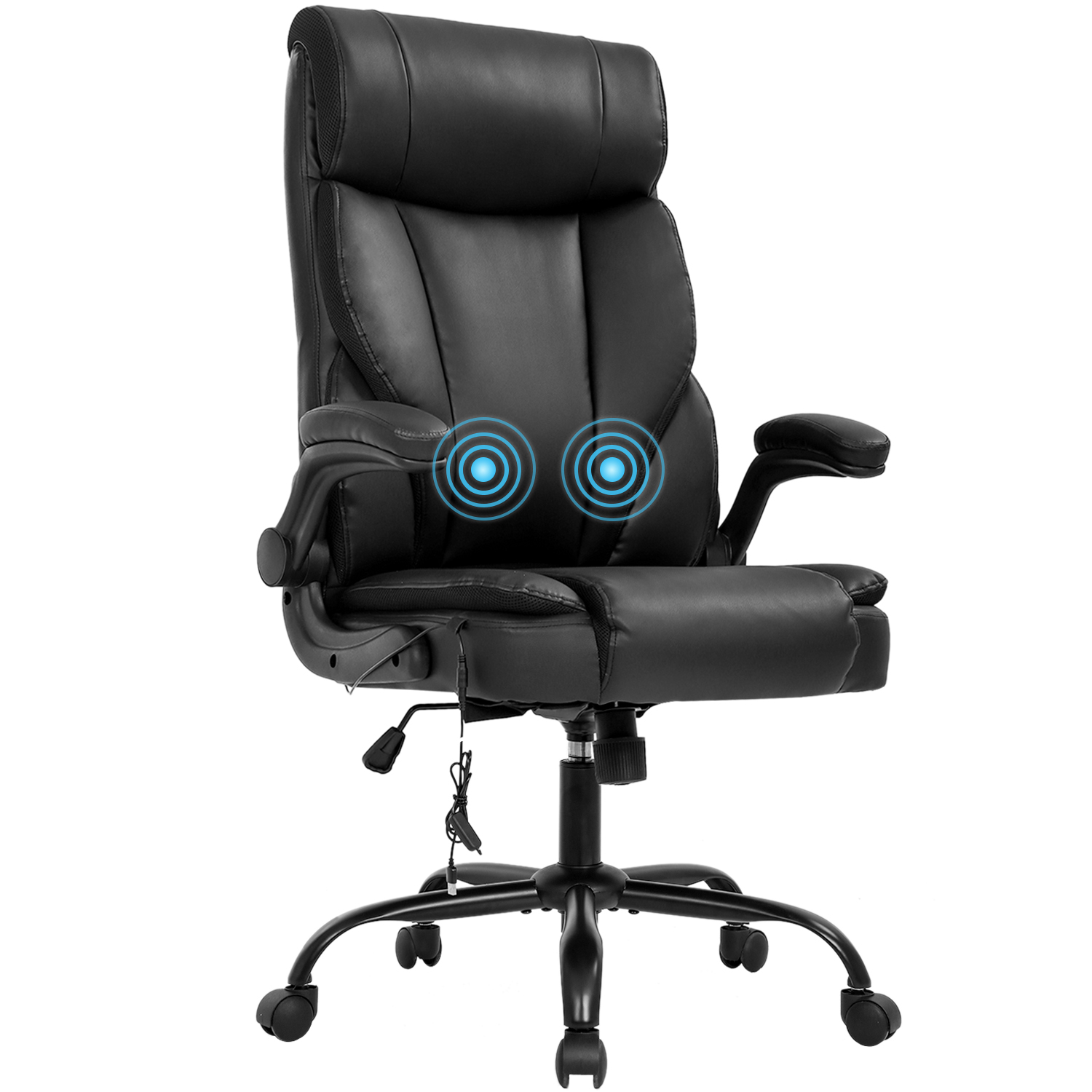 BestOffice Office Chair Ergonomic Desk Chair PU Leather Massage Computer Chair with Lumbar Support Flip up Armrest Task Chair Rolling Swivel Executive Chair for Adults(Black) - image 1 of 7