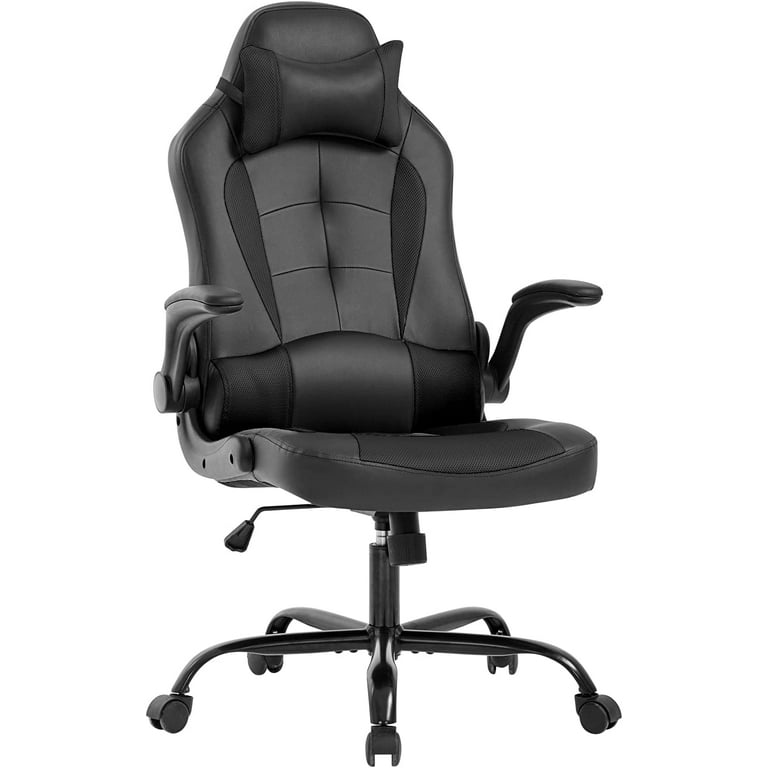 BestOffice PC Gaming Chair Ergonomic Office Chair Desk Chair with Lumbar  Support Flip Up Arms Headrest PU Leather Executive High Back Computer Chair