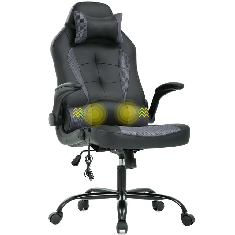 Adjustable Gaming Chair with Massage, Ergonomic High Back PU