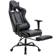 BestOffice Racing Style Gaming Chair with Adjustable Pillows and Footrest for Adult GamersBlack