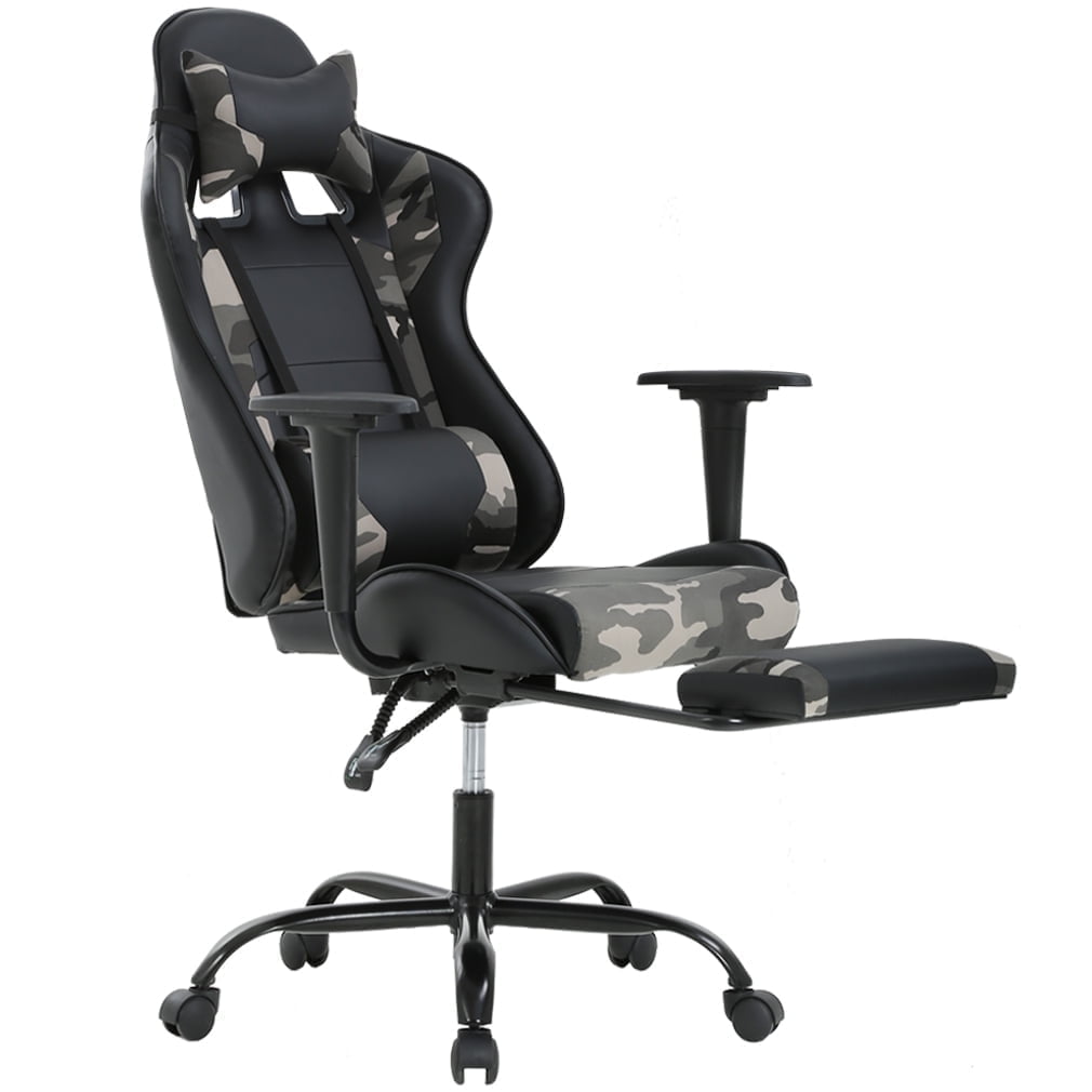 BestOffice Racing Style Gaming Chair with Adjustable Pillows and Footrest for Adult Gamers(Camo)