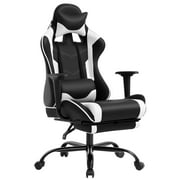 BestOffice Ergonomic Gaming Chair w/Adjustable Lumbar Pillow & Footrest, Reclining Office Computer Chair, White