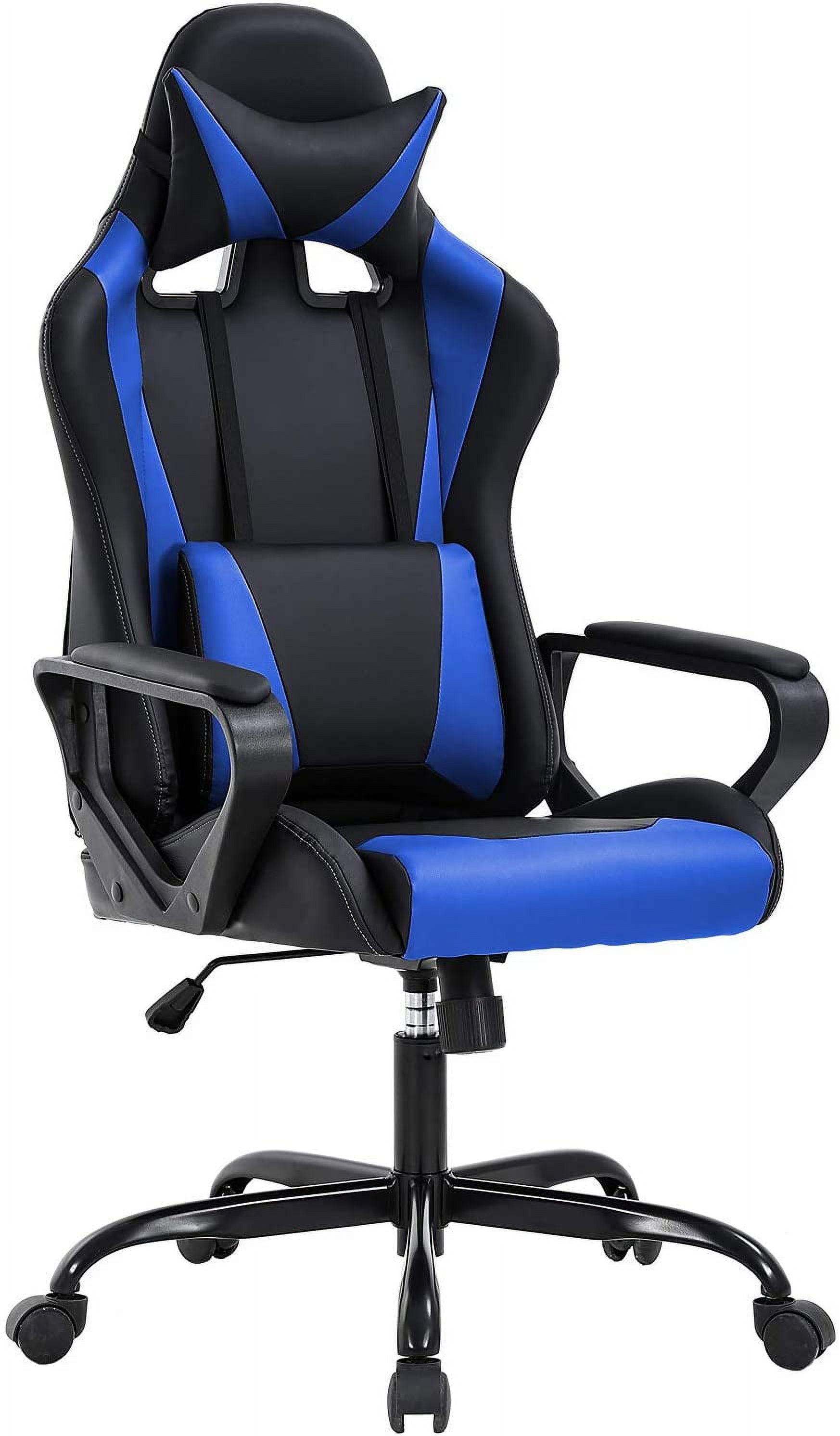 BestOffice Racing Style Gaming Chair with Adjustable Pillows and Reclining Backrest for Unisex Gamers(Blue)