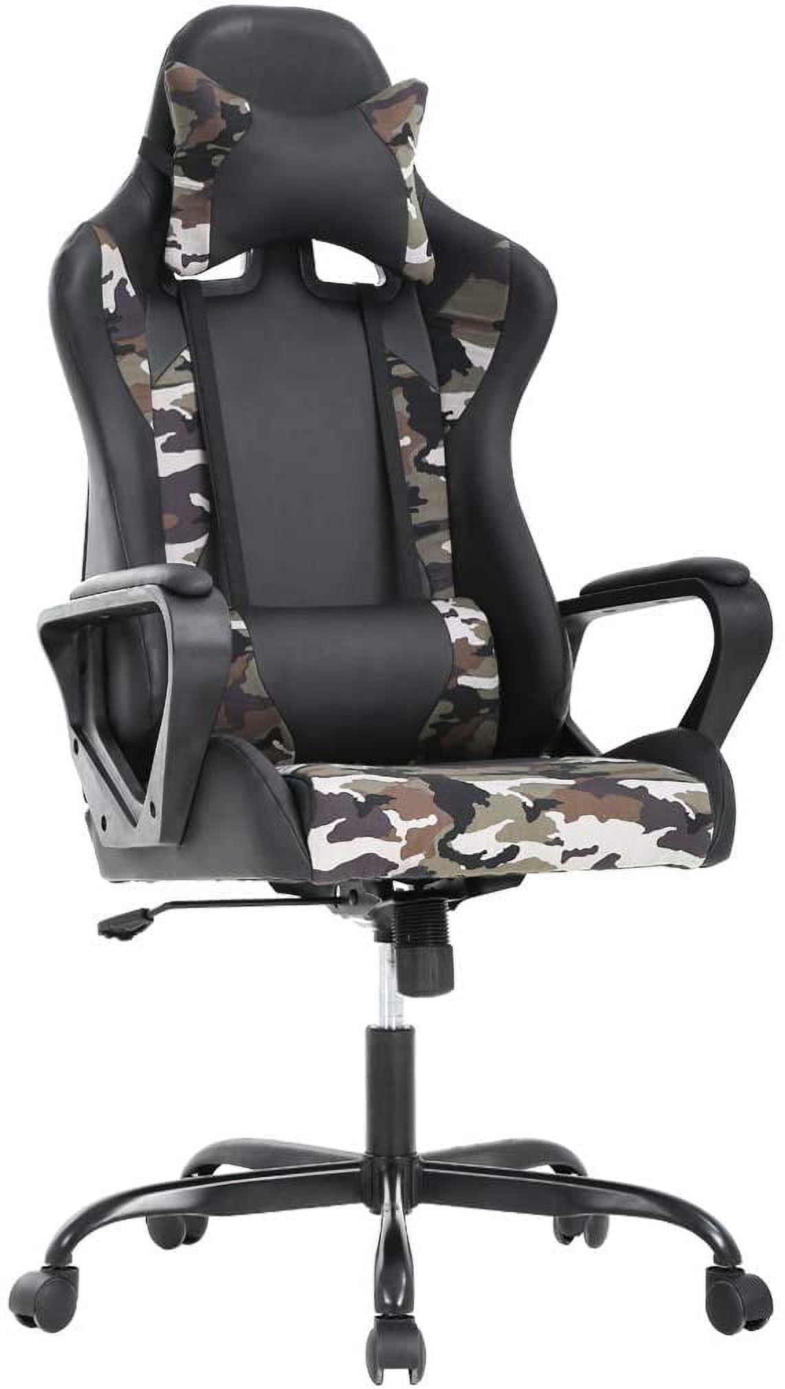 BestOffice Racing Style Gaming Chair with Adjustable Pillows and Reclining Backrest for Unisex Gamers(Camo)