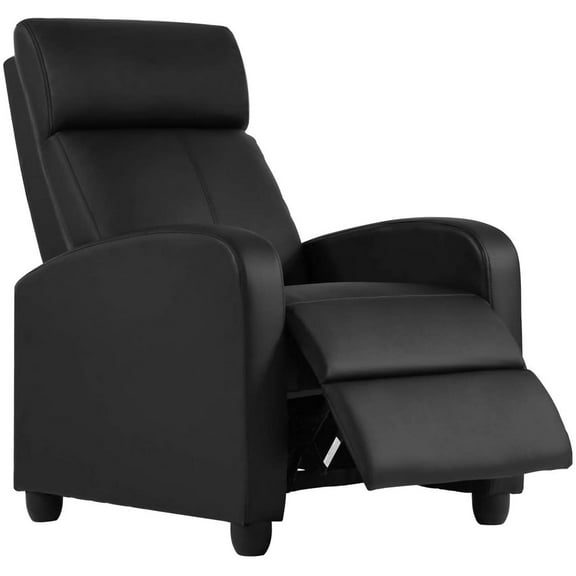 BestOffice Recliner Chair for Living Room Furniture Home Theater Seating Glider Chairs Modern Wingback Single Sofa PU Leather with Footrest (Black)