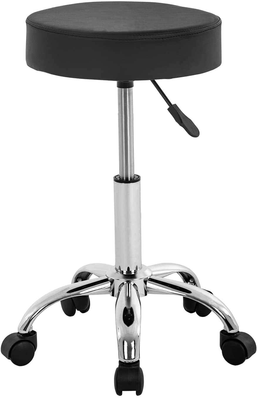 BestOffice Round Rolling Stool with Swivel Garage Stool with Wheels PU
