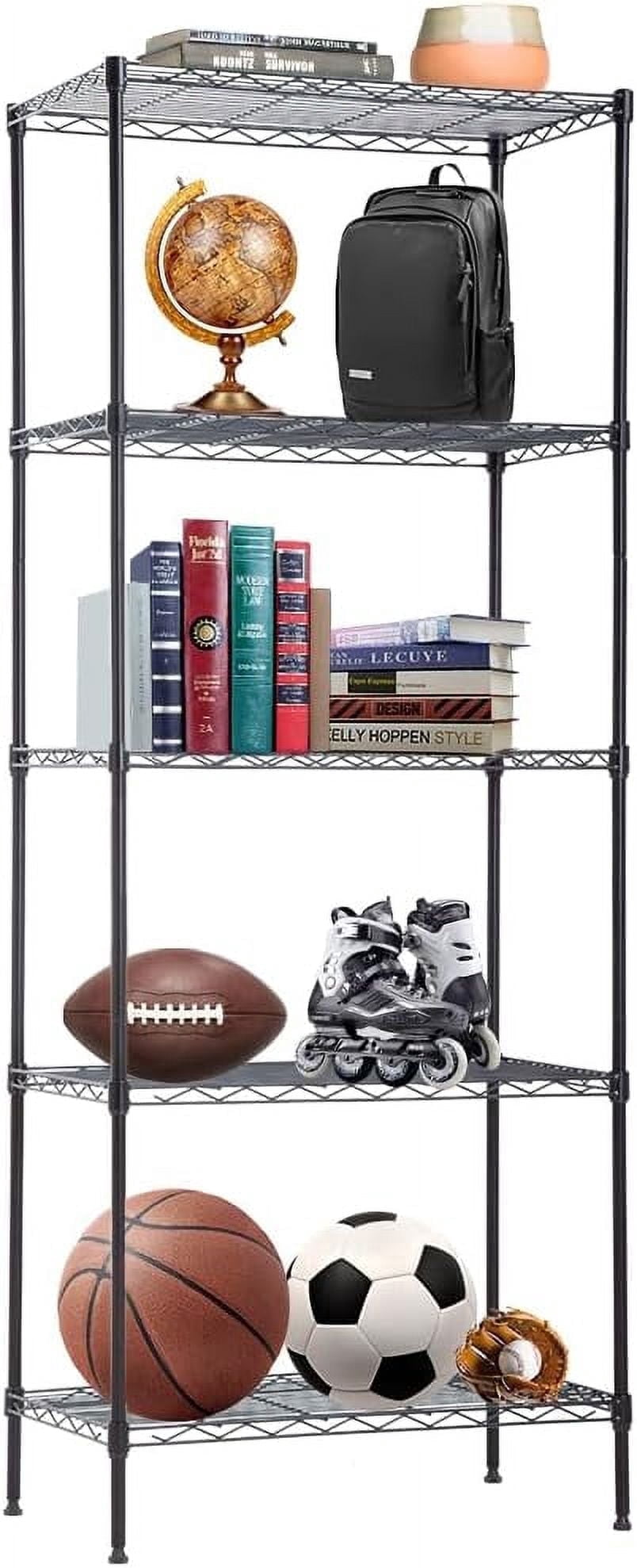 BestOffice Wire Shelving Unit Metal Shelf Organizer Heavy Duty Wire Rack Storage Unit Rack Utility for Bathroom Office Kitchen (Black, 14" D x 24" W x 60" H)