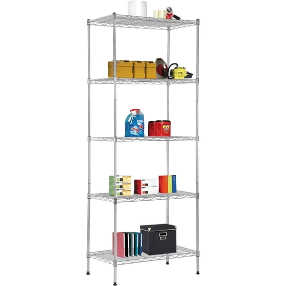 BestOffice Wire Shelving Unit Metal Shelf Organizer Heavy Duty Wire Rack Storage Unit Rack Utility for Bathroom Office Kitchen (Chrome, 14" D x 24" W x 60" H)