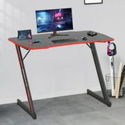 BestOffice Z Shape Computer Desk with Headphone Hook Gaming Desk, Red