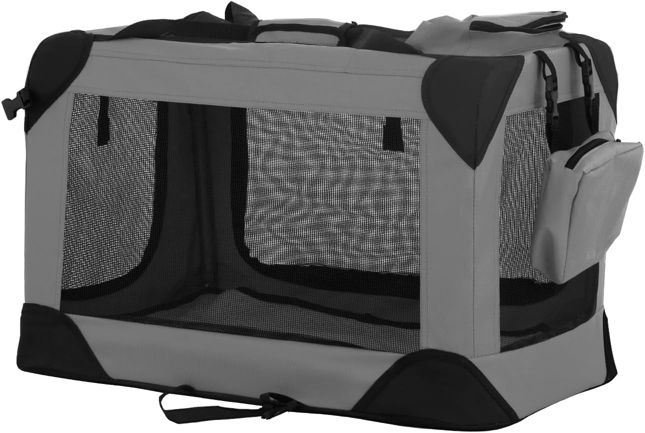 BestPet 24'' Portable Soft Dog Crate, 3-Door, Foldable, Lightweight ...
