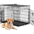 thumbnail image 1 of BestPet 24 inch Foldable Metal Dog Crate for Small Dogs, Double Door, Divider, Removable Tray(Black), 1 of 9