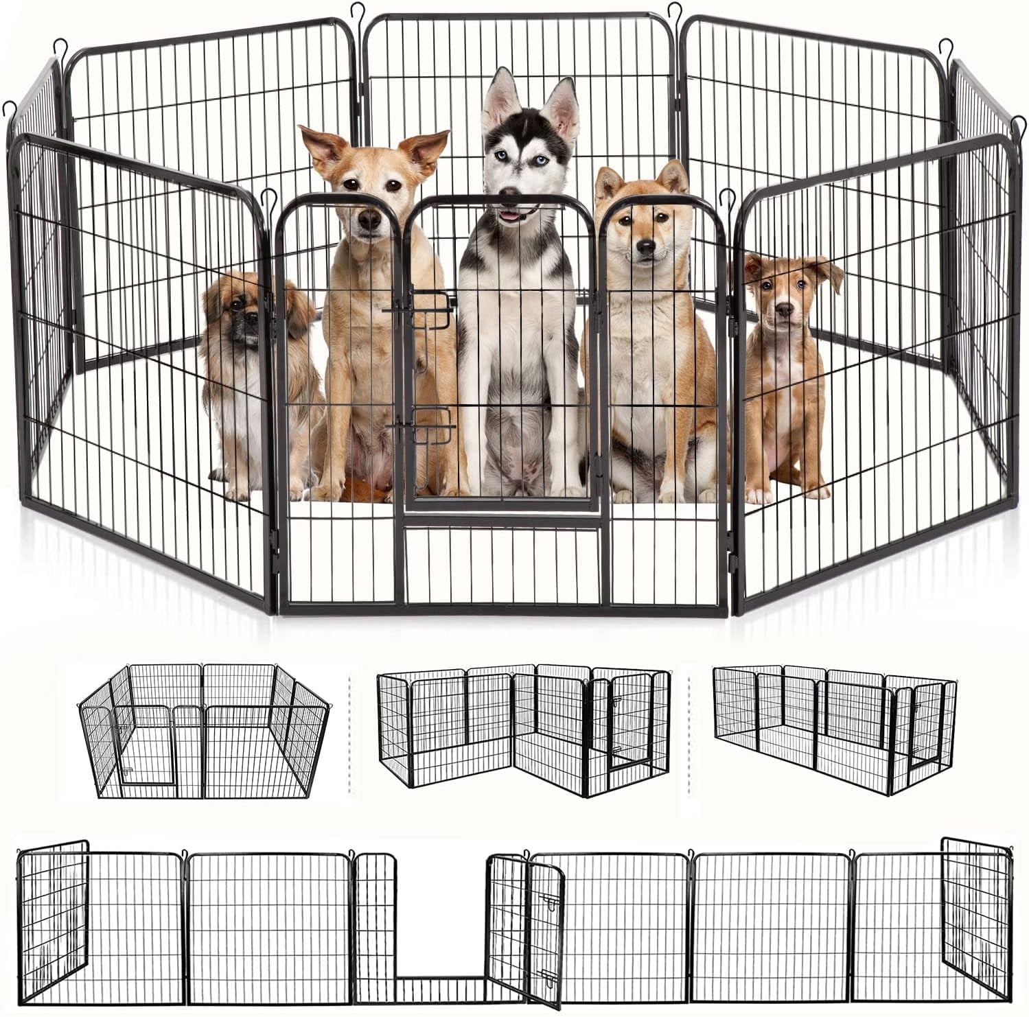 BestPet 32"H 8 Panel Folding Metal Dog Exercise Fence Heavy Duty Pet Playpen