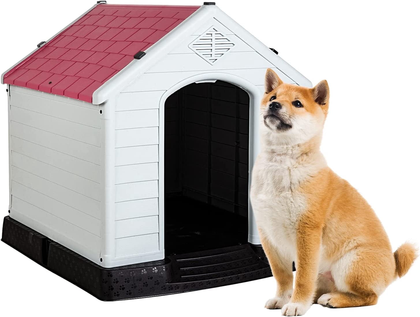 BestPet 32Inch Large Dog House,Red,Plastic.