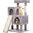 thumbnail image 1 of BestPet 36" Cat Tree, Multi-Level Condo, Scratch Posts, Ramp, Cave & Toys. Ideal for Indoor Cats, Ash Grey, 1 of 7