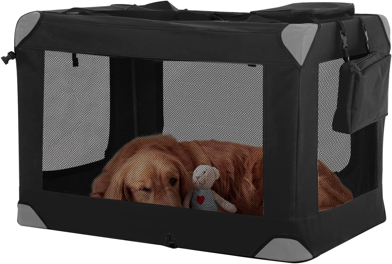 BestPet 36 inch Collapsible Dog Crate for Medium Dogs, 3-Door Portable ...
