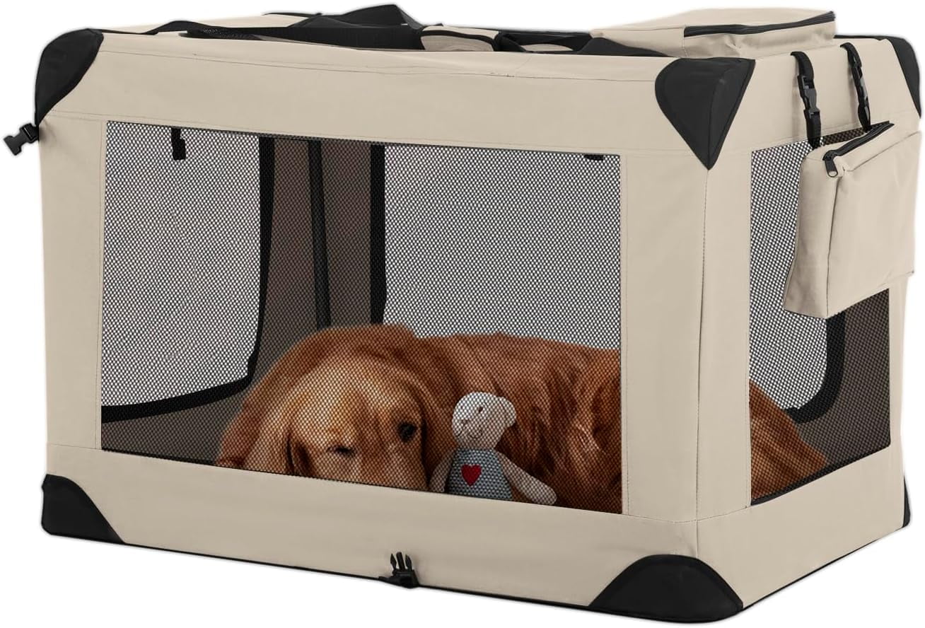 BestPet 36 inch Collapsible Dog Crate for Medium Dogs, 3Door Portable