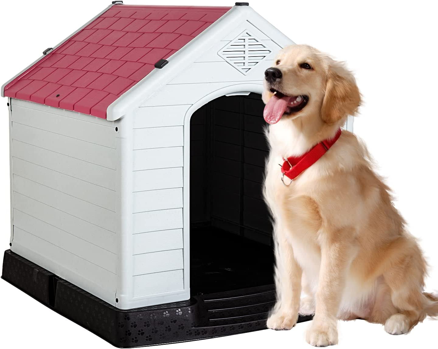 Large Red Insulated Plastic Outdoor Dog House