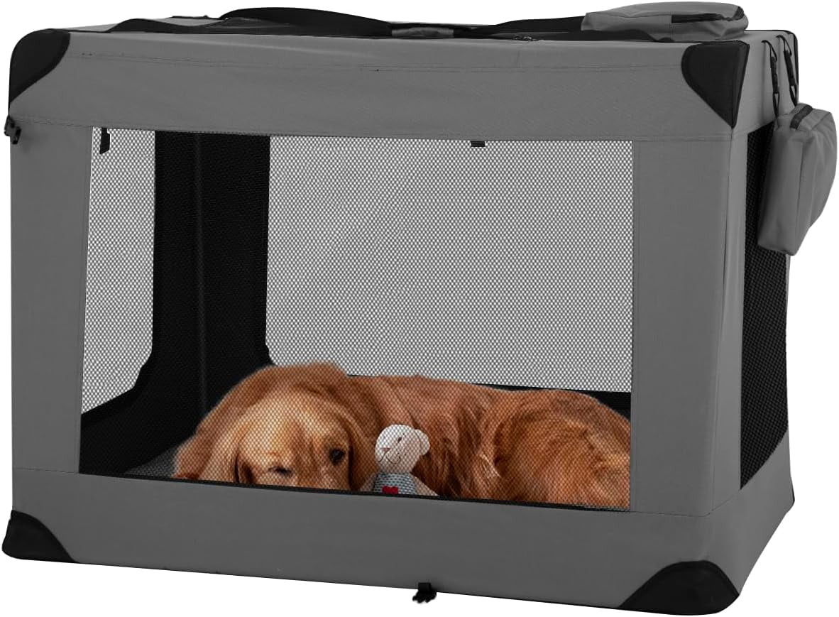 BestPet 42 inch Collapsible Dog Crate for Large Dogs, 3Door Portable