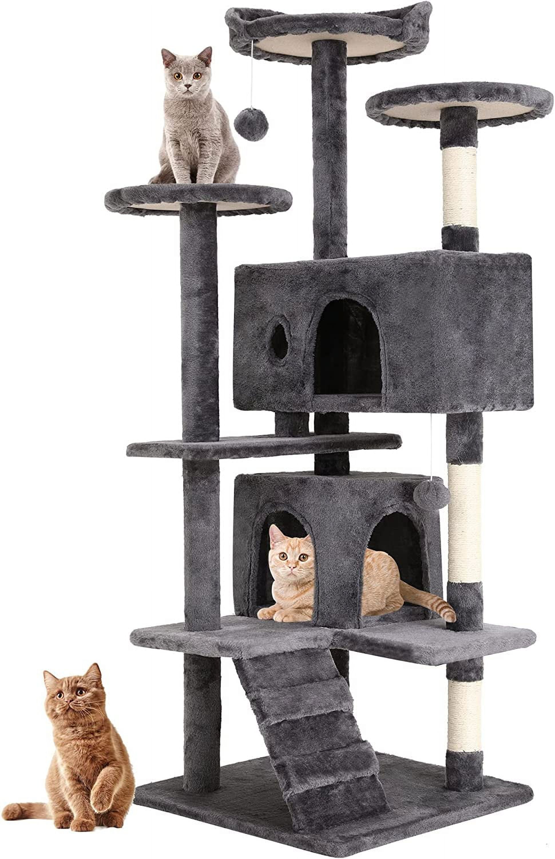 BestPet 54in Cat Tree Tower Scratch Posts Condo Toys Dark Gray Perfect for Active Cats