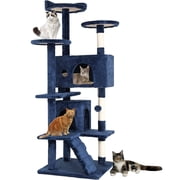 Bestpet 54-inch Cat Tree Tower, Standing House Cat Condo with Scratch Stay and Fun Toys, Navy Blue