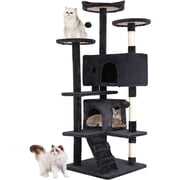 Bestpet 54 in Dark Gray Cat Tree Tower with Scratch Posts Condo and Toys for Active Cats