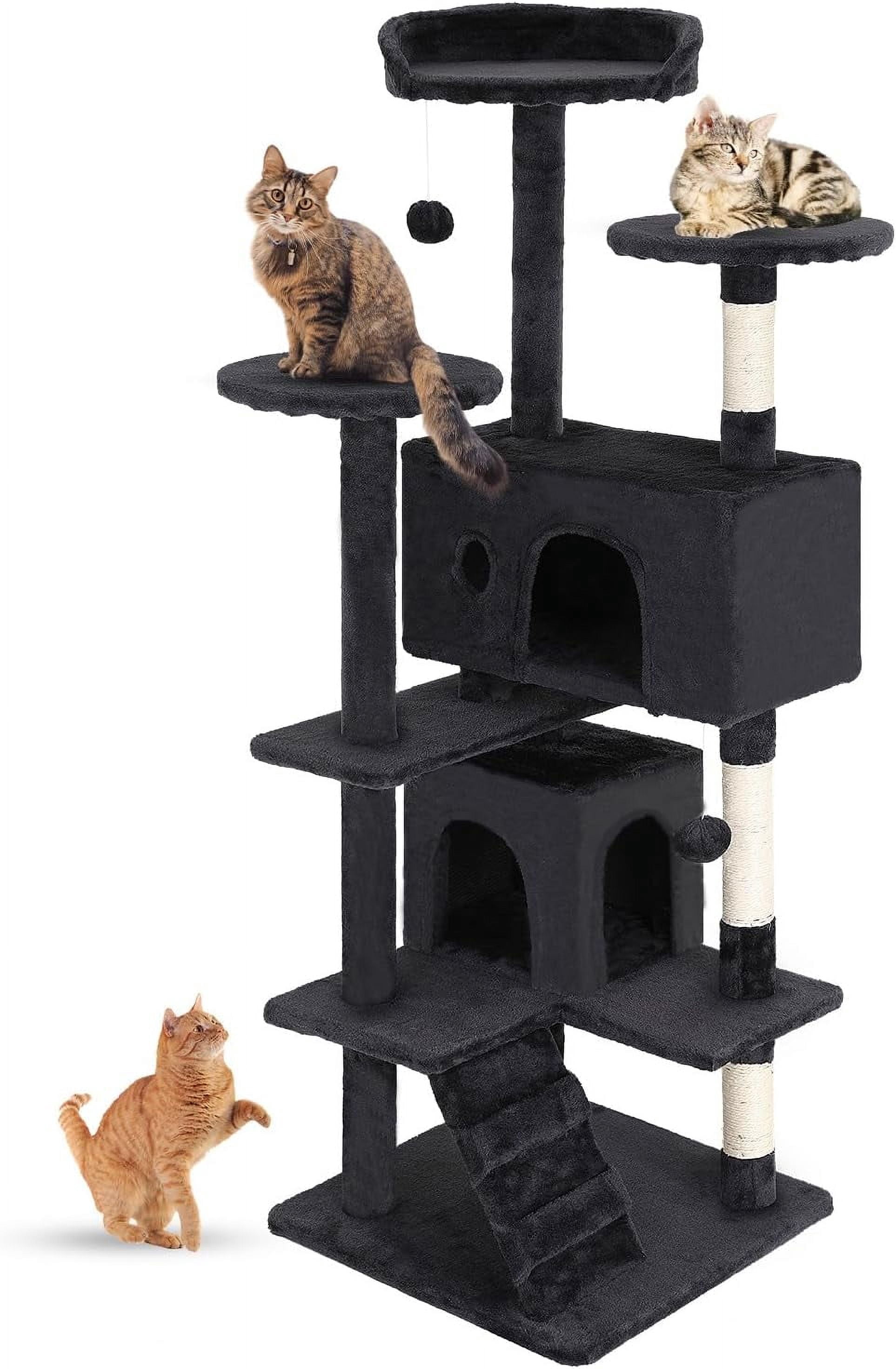 Bestpet 54 in Dark Gray Cat Tree Tower with Scratch Posts Condo and Toys for Active Cats