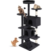 Bestpet 54 in Dark Gray Cat Tree Tower with Scratch Posts Condo and Toys for Active Cats