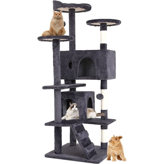 BestPet 54in Cat Tree Tower with Cat Scratching Posts Stand House Cat Condo with Funny Toys Ashy