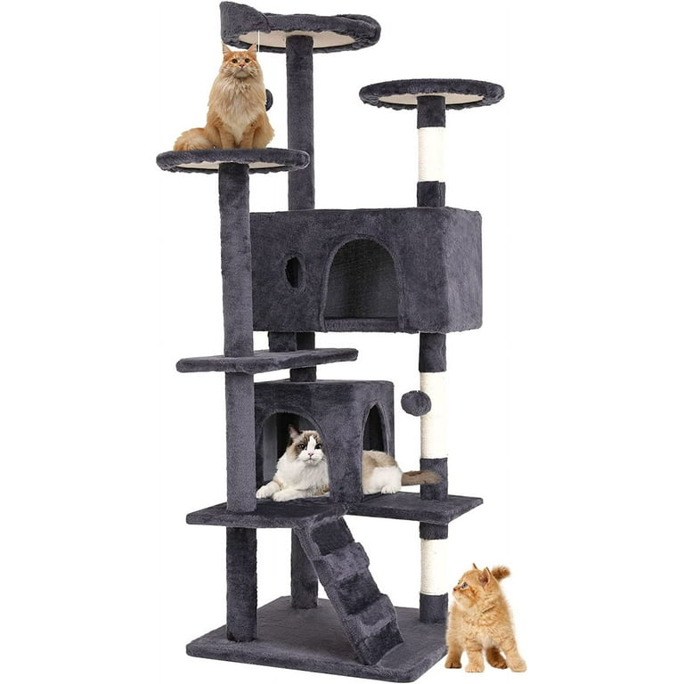 Bestpet 54in Cat Tree Tower with Cat Scratching Posts Stand House Cat Condo with Funny Toys Pink