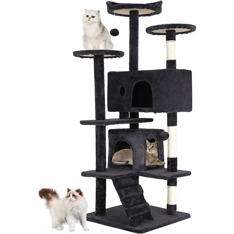 BestPet 54in Cat Tree Tower with Cat Scratching Posts Stand House Cat Condo with Funny Toys Dark Gray