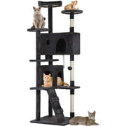 BestPet 70in Cat Tree Tower, Dark Gray, w/Scratch Posts, House & Funny Toys