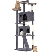 Bestpet 81 in Dark Gray Multi-Level Cat Activity Center with Scratching Posts Condo House and Funny Toys for Indoor Use