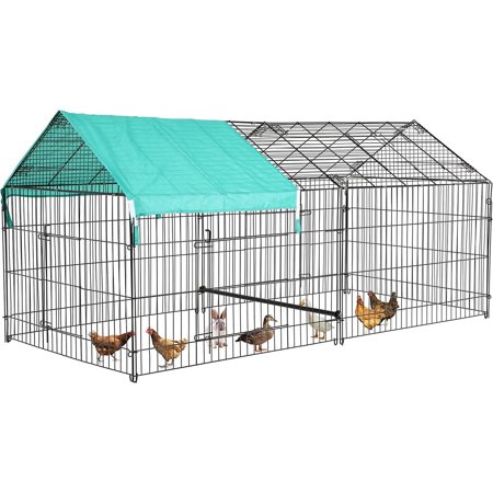 BestPet 8741 Large Metal Coop: Walk-in Cage, w/Door & Cover, Ideal for Poultry, Ducks, Rabbits, Backyard Farm.