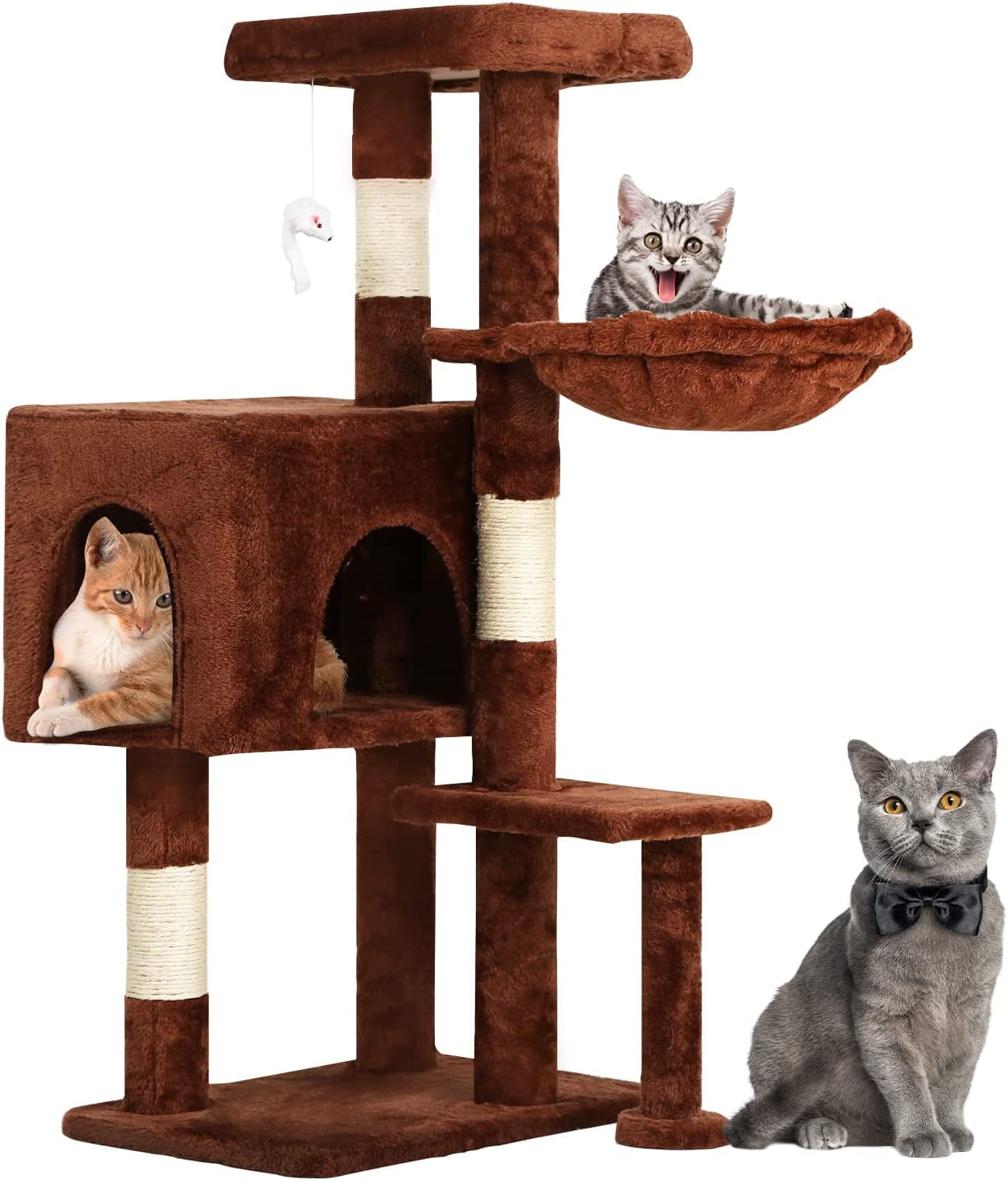 BestPet Cat Tree 37" Tall Cat Tower Kitten with Scratching Posts and Perches Indoor Activity Center for Cats (Brown)