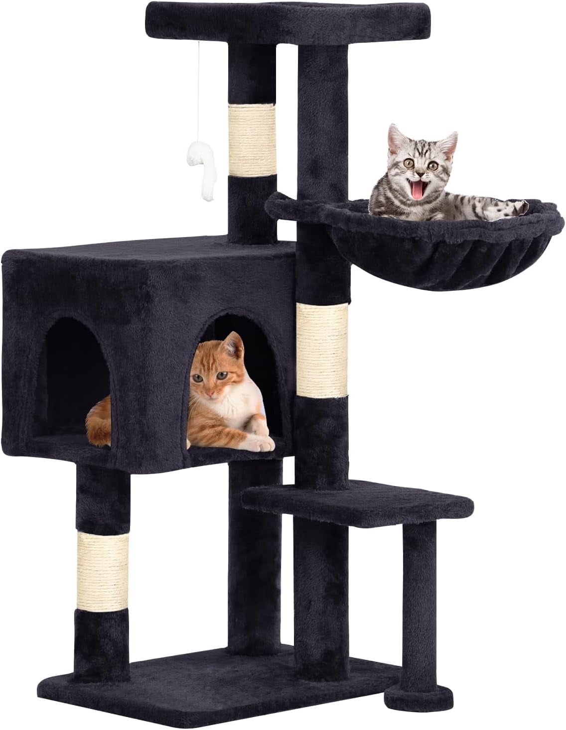 BestPet Cat Tree 37" Tall Cat Tower Kitten with Scratching Posts and Perches Indoor Activity Center for Cats (Dark Gray)
