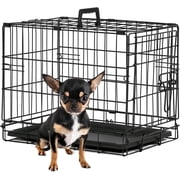 BestPet Dog Crate 18 Foldable Metal Kennel,Secure Slide-Bolt Latches, Leakproof Tray Portable Dog Cage for Small Breeds for Travel, Indoor & Outdoor Use,Black