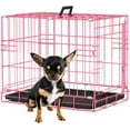 thumbnail image 1 of BestPet Dog Crate 18" Foldable Metal Kennel with Double Doors,for Small Breeds for Travel, Indoor & Outdoor Use,Pink, 1 of 7