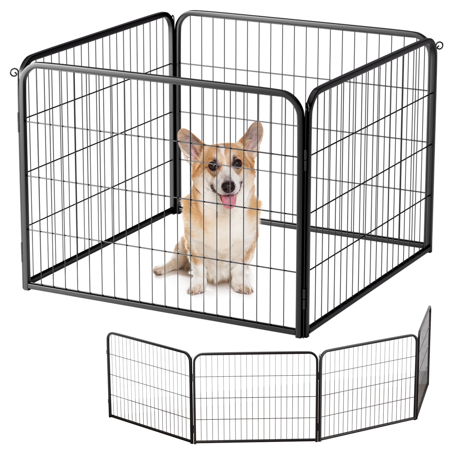 BestPet Dog Playpen Extender 24 Inch, 4 Panels Heavy Duty Metal Pet Exercise Playpen,Indoor Outdoor Fence Panels
