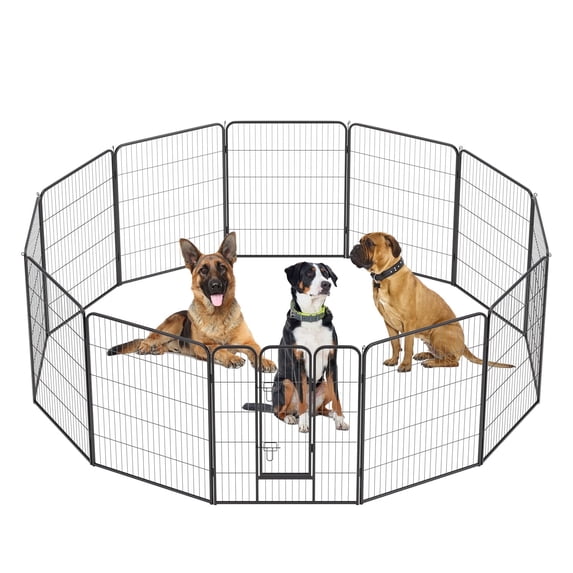 BestPet Dog Playpen Indoor 40 inch Height 12 Panels Dog Pen for Medium and Large Dogs, Exercise Pen Pet Dog Fence with Doors Pet Puppy Playpen for RV Camping Yard, Black