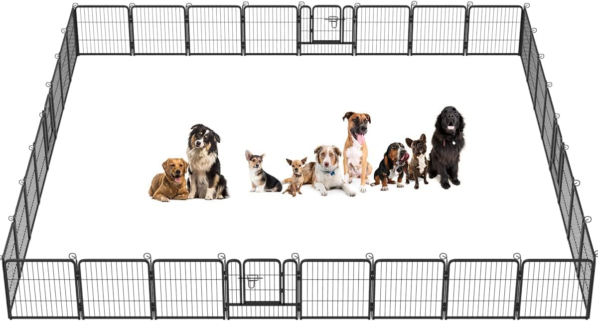 BestPet Dog Playpen Pet Dog Fence 24"Height 32 Panels Metal Dog Pen
