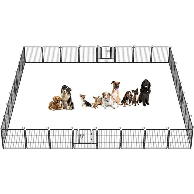 BestPet Dog Playpen Pet Dog Fence 24"Height 32 Panels Metal Dog Pen