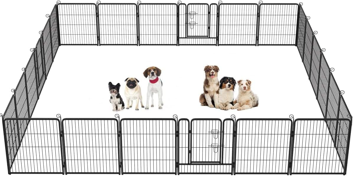 BestPet Dog Playpen Pet Dog Fence 32"Height 24 Panels Metal Dog Pen