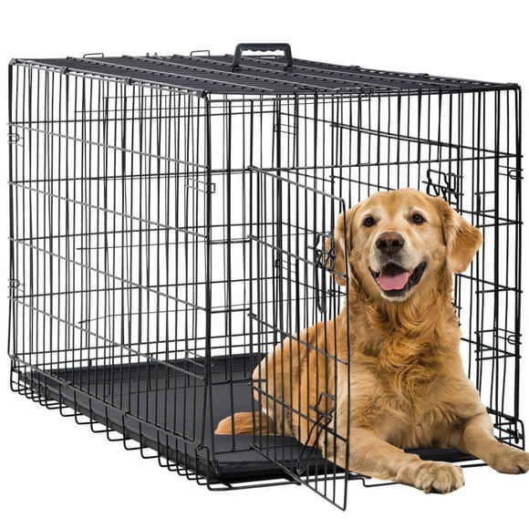 BestPet Folding Dog Crate with Divider and Tray, 42"L
