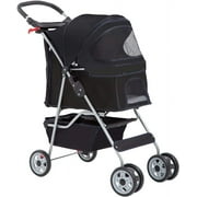 BestPet Folding Pet Stroller, Black, 39"H