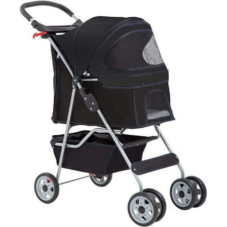 BestPet Folding Pet Stroller, Black, 39"H