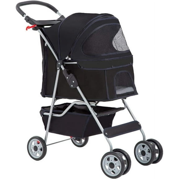 BestPet Folding Pet Stroller, Black, 39"H